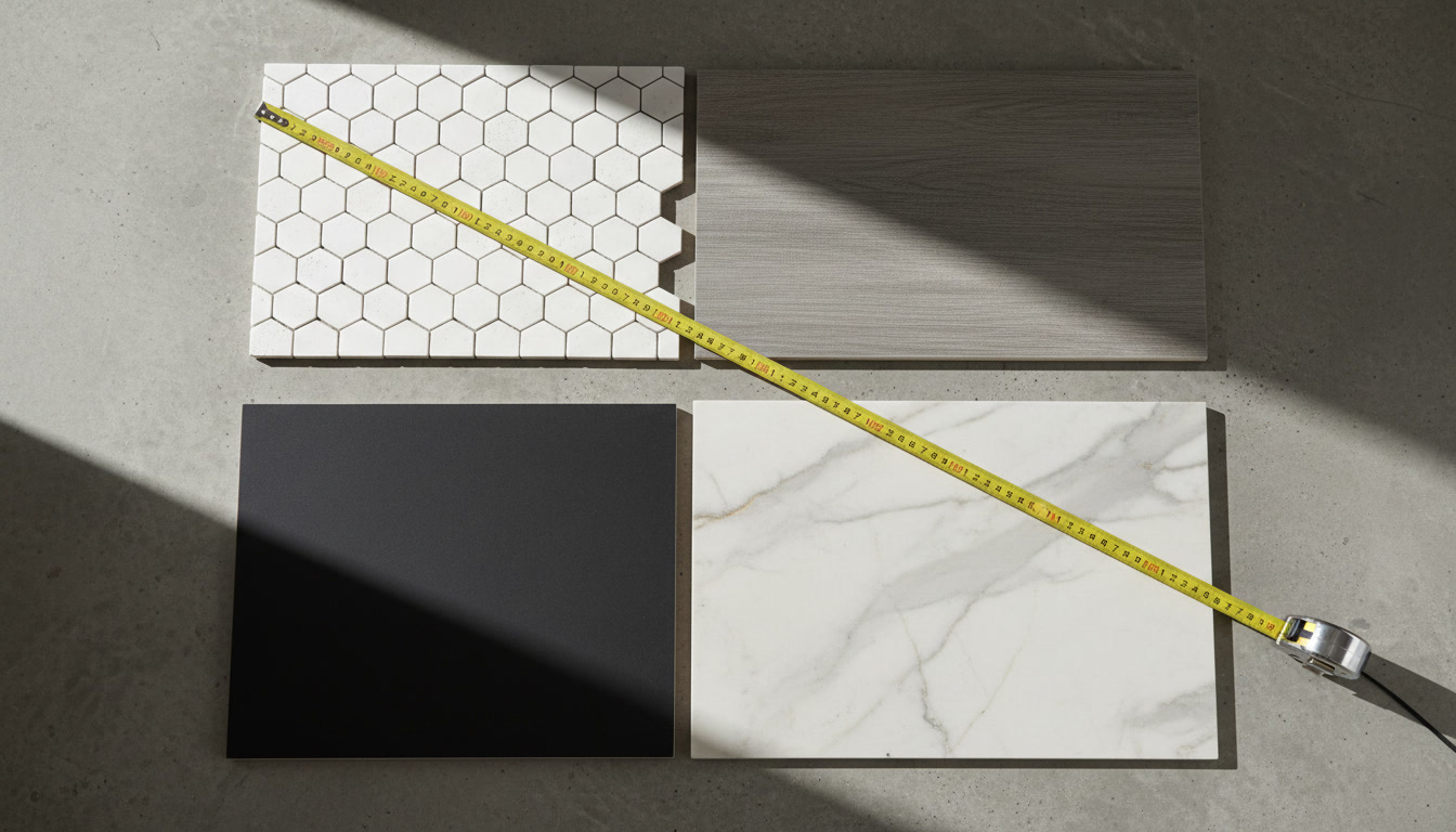 perbandingan empat jenis keramik lantai kamar mandi mozaik kayu hitam dan marmer