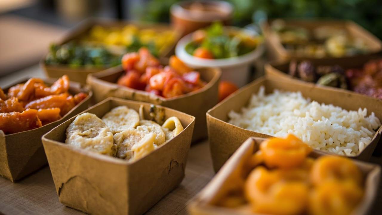 Contoh nasi box rapi dengan lauk, sayur, sambal, dan buah untuk acara kantor atau keluarga
